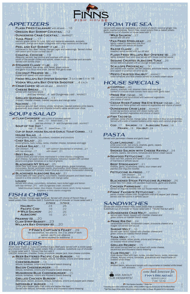 Fish deals house menu