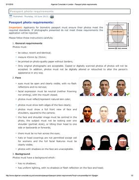 Algeria Passport and Visa Photo Requirements
