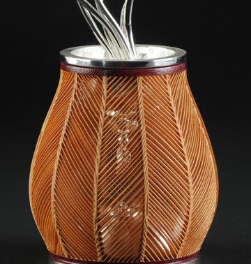 Lathe turned vessel with hand forged sterling silver spiculums by Kevin O'Dwyer and Michael Brolly