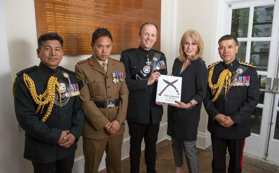 Craig Lawrence with Joanna Lumley at the launch of 'The Gurkhas: 200 Years of Service to the Crown'