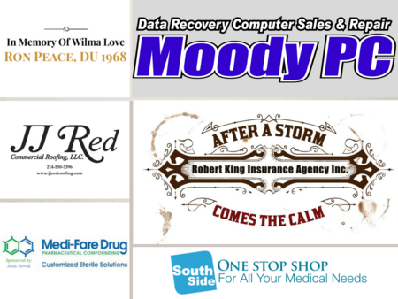 Moody PC, JJ Red Commercial Roofing, Medi-Fare Drug, South Side One Stop Shop, Robert King Insurance Agency
