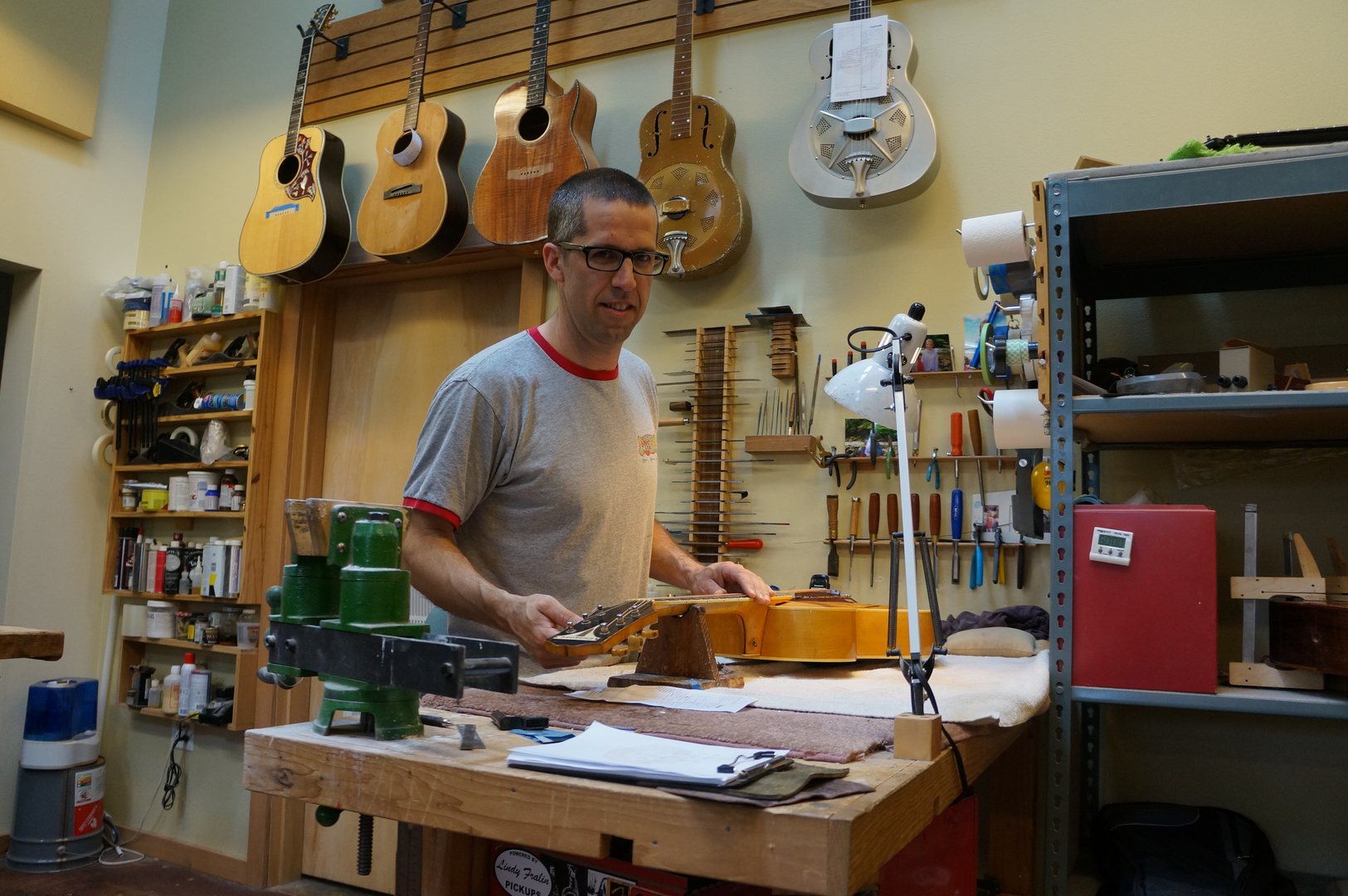 Guitar store repair shop