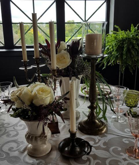 Vintage Vases and Brass as Centerpiece