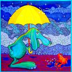 Dog and frog seattle whimsical art bainbridge Island artist Ian Turner
