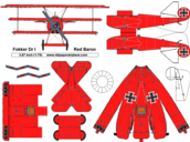 free paper airplane template of Fokker DrI (Red Baron)
