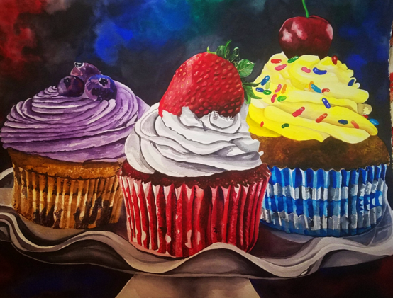 Cupcakes watercolor, Tracy Harris watercolor Artist
