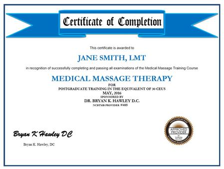 Massage Therapy Career Technical Certificate