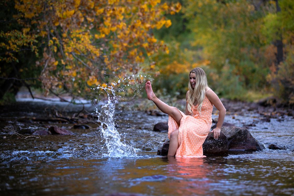senior girl portraits senior girl in water in fall