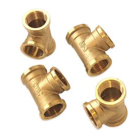 Pack of 4 Brass Tee Pipe Fitting G1/2 Female Thread T Shaped Connector Coupler