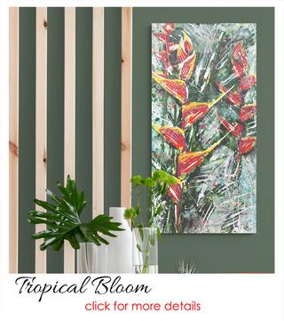 tropical plants, tropical art, tropical flowers, large painting