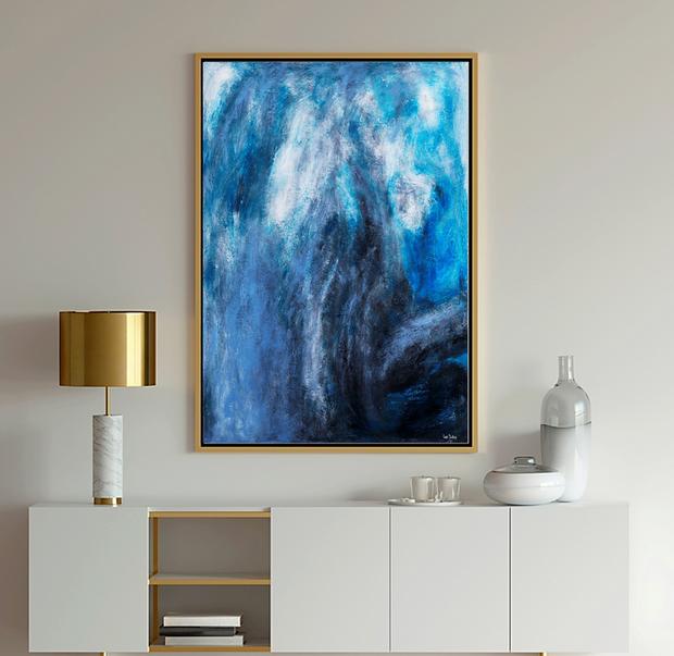 Navy blue and turquoise abstract art