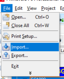 Select file tab and import in Primavera P6