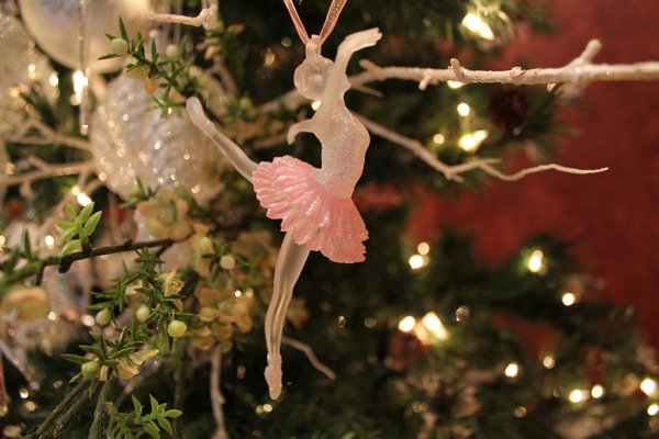 Clear Pink Ballerina Christmas Ornament