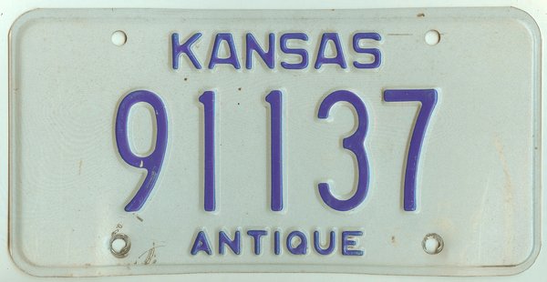 Kansas antique license plate #91137 | Kansas License Plates