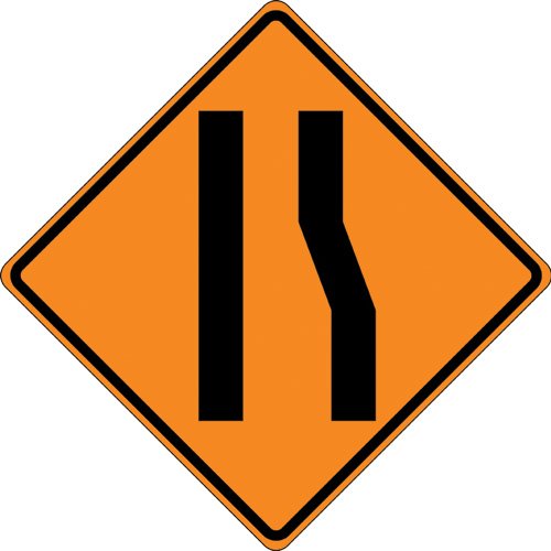 SEE386 Symbol Sign Merge Left •FLUORESCENT VINYL RollUp Construction