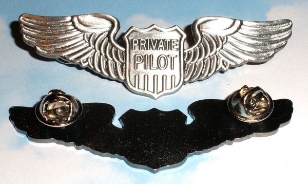 Private Pilot Wings, 2 3/4", Prong Back WIN-0102 | ItsYourAirplane.com, LLC