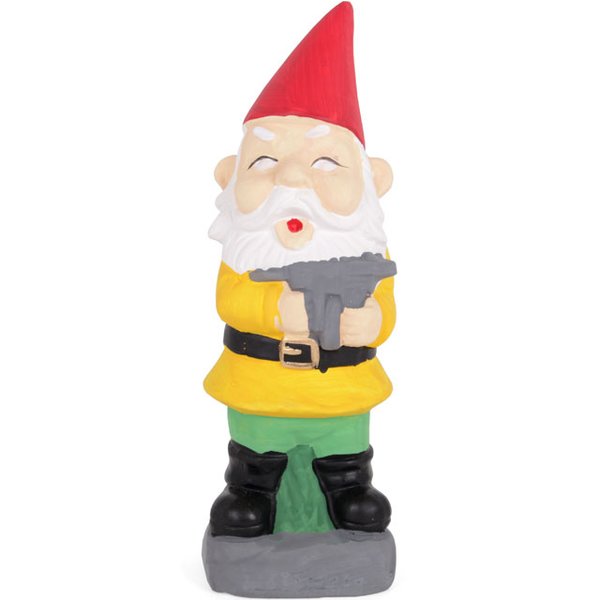Novelty Gift Garden Gnome with Machine Gun Ornament Outdoor Bright