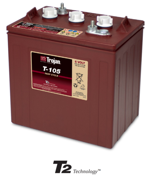 Trojan T105 6 volt Deep Cycle Golf Cart Batteries (6 ...