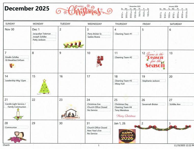 December 2025 Calendar