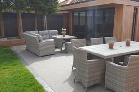Modern garden room with bifold doors, bar and side window in South Woodham Ferrers, Essex built by Robertson Garden Rooms