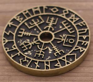 Alien, Nordic, Viking Message Coin Alloy Hollow Pendant Necklace