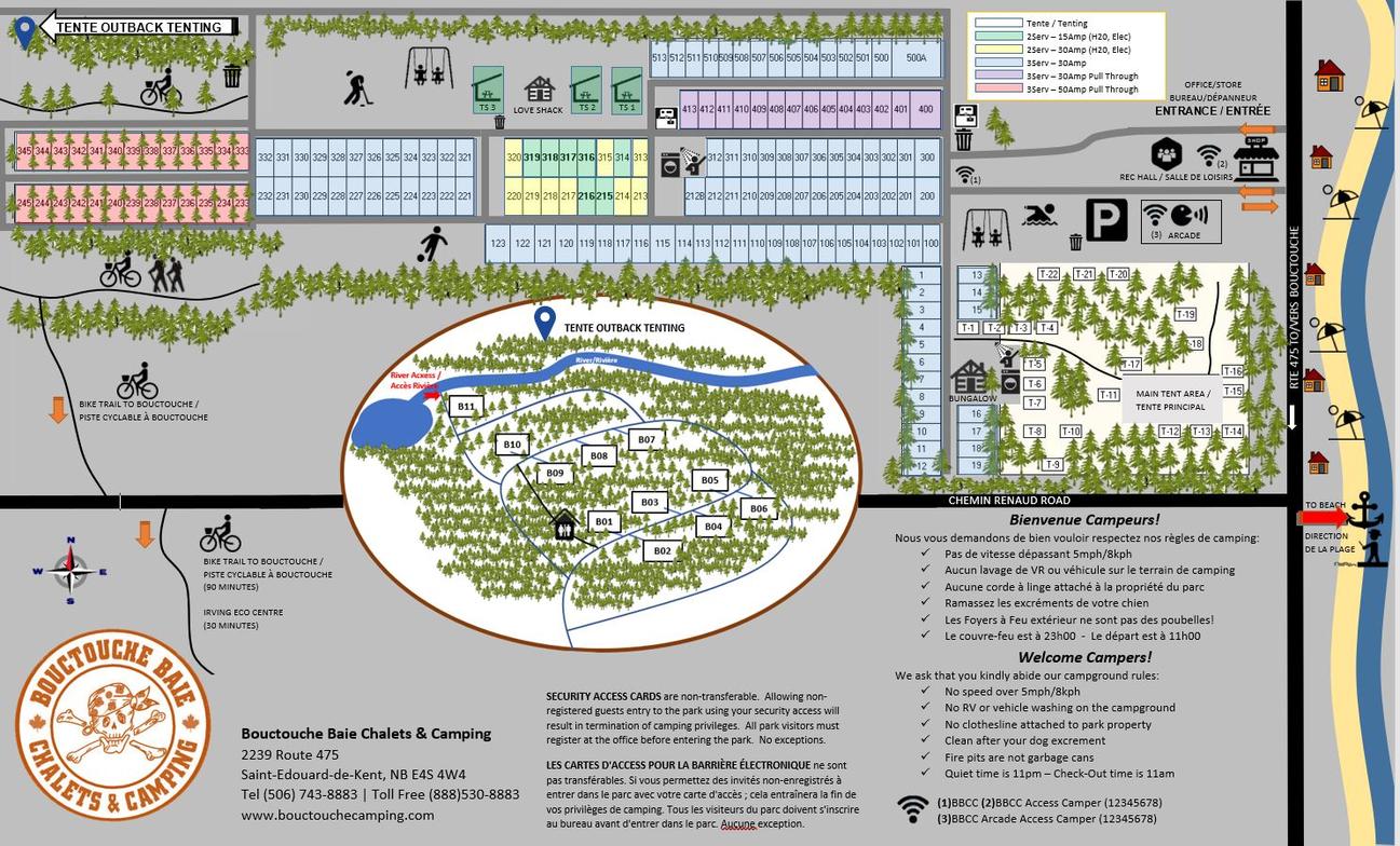 Bouctouche Baie Chalets & Camping Campground Map