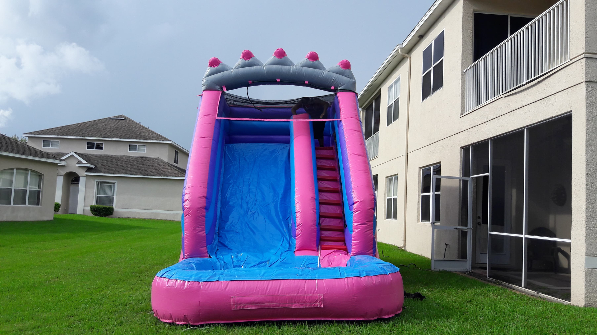 Dallas Cowboys 7' Double Lane Dry Slide With Bounce House