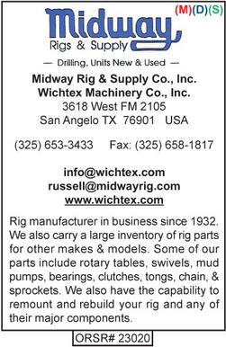 Drilling Equipment, Midway Rig, Wichtex Machinery