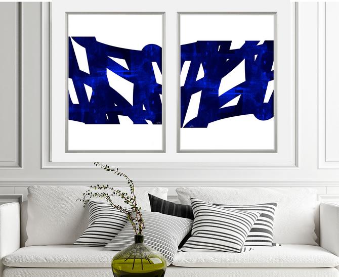 Blue and White Abstract Art
