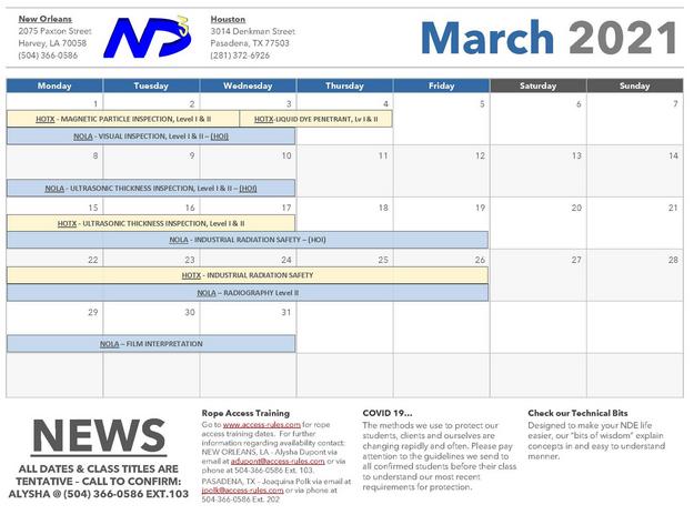 training calendar