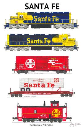 Santa Fe Warbonnet Locomotives set of 6 magnets Andy Fletcher 
