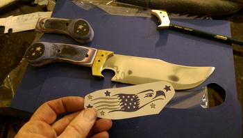 USA Patriot themed DIY knife made from an automotive spring steel with red, white and blue micarta handles. FREE step by step instructions. www.DIYeasycrafts.com