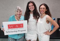 ​​President Laura Jaffee with 2022 Scholarship Winners: Ashley Forkey and Sofia Vega