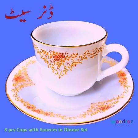 Dinner Set in Pakistan. Best Glass Dinner Set with Gold Plated Edges and Floral Motif. Buy Elegant Imported Dinner Set in Faisalabad