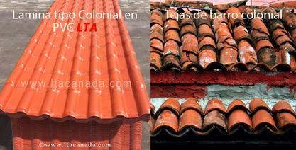Comparacion teja colonial en PVC LTA y teja de barro colonial