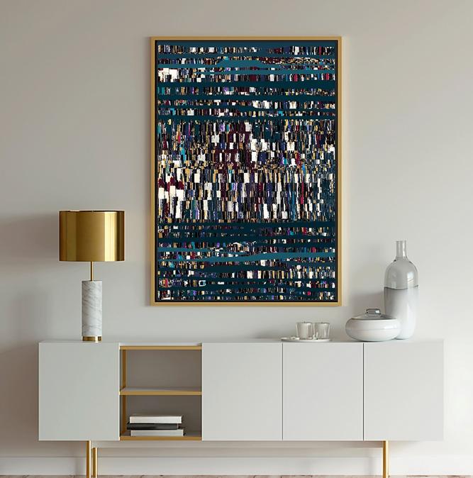 Navy blue and turquoise abstract art