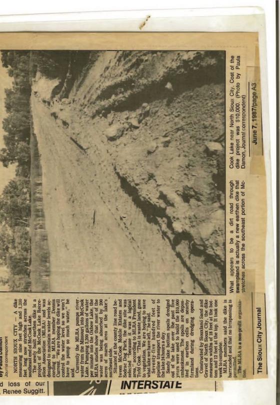 1987 Dam constructed to maintain lake