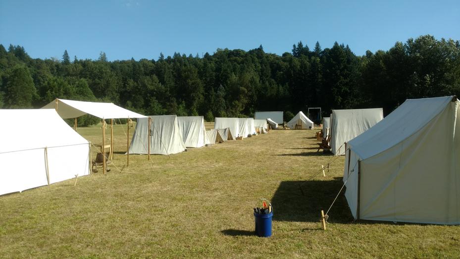 Civil War camp film set