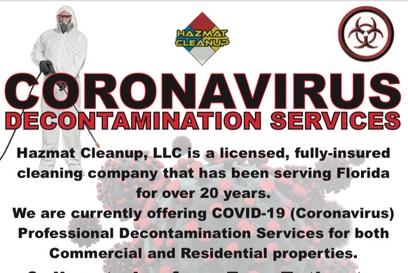 coronavirus decontamination services covid-19 disinfecting in Pasco County
