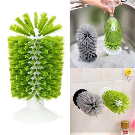 Glass Cleaning Brush with Strong Bristles & Suction Cup in Pakistan for Washing Cup Mug Goblet Sink Brush