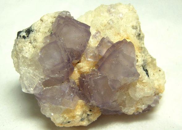 fluorescent FLUORITE on CALCITE with PYRITE, Huanzala Mine, Huallanca District, Bolognesi Province, Ancash Department, Peru