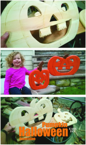 How to make Halloween Wood Pumpkin decorations. Easy step by step instructions. www.DIYeasycrafts.com