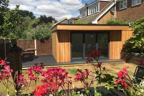Modern cedar clad garden room for reflexology treatment in Billericay, Essex built by Robertson Garden Rooms