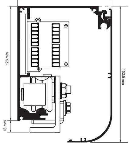 Installation dimension for the automatic sliding door actuator