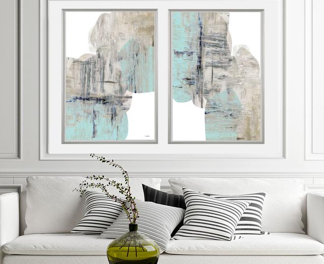 Blue, gray and green abstract art, #abstract art