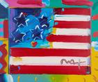 Peter Max Flag with Heart 20 x 24