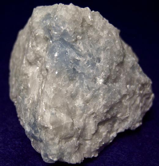 fluorescent phosphorescent white Wollastonite, blue Calcite- Gouverneur Talc Company No. 4 Quarry (Valentine deposit), Harrisville, Diana Township, Lewis County, New York