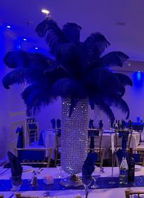ROYAL BLUE OSTRICH feather centerpiece GATSBY ROARING 20'S