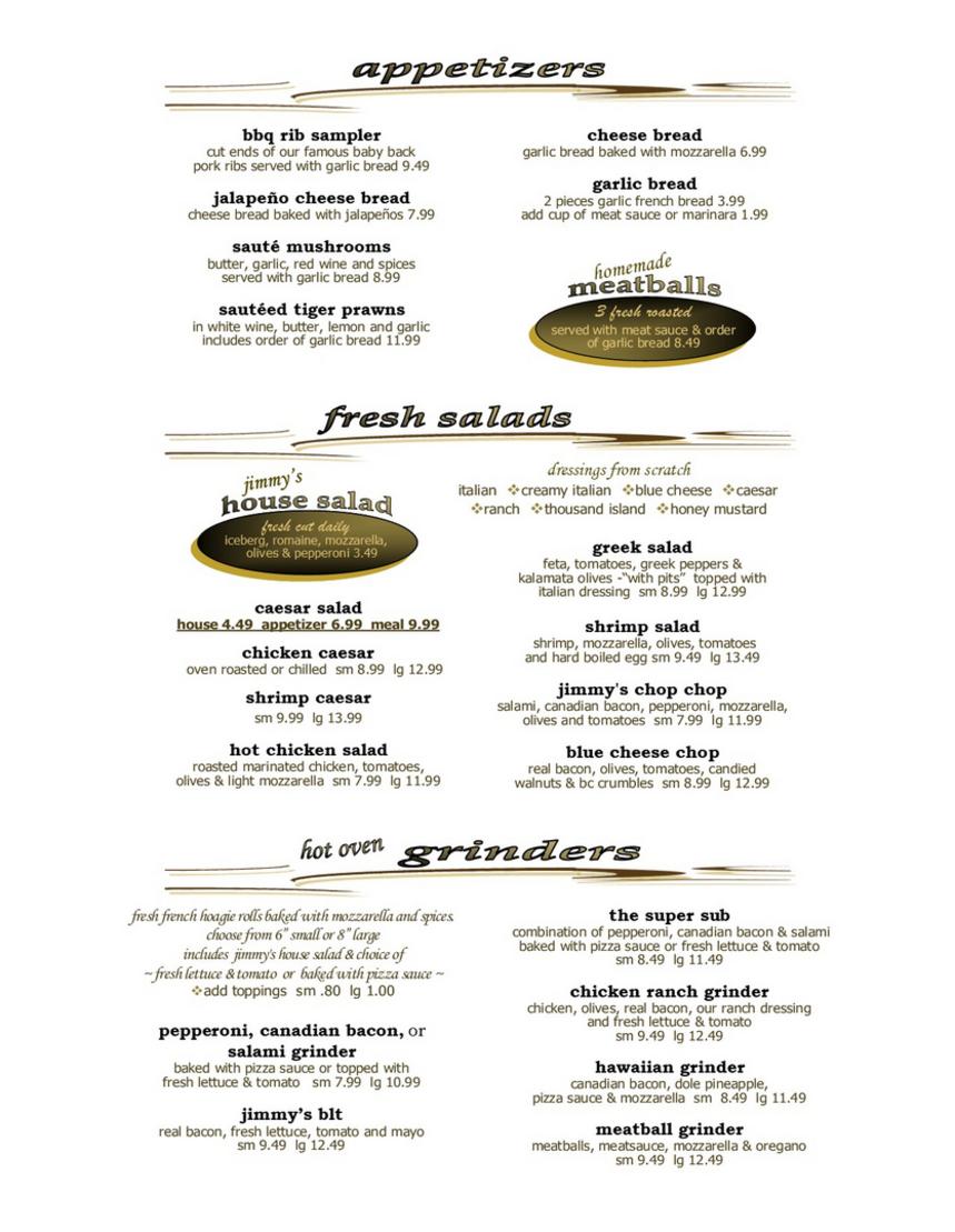 appetizers, salads & grinders