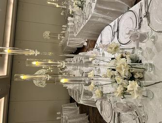 CRYSTAL GLASS CANDELABRA CENTERPIECE RENTAL